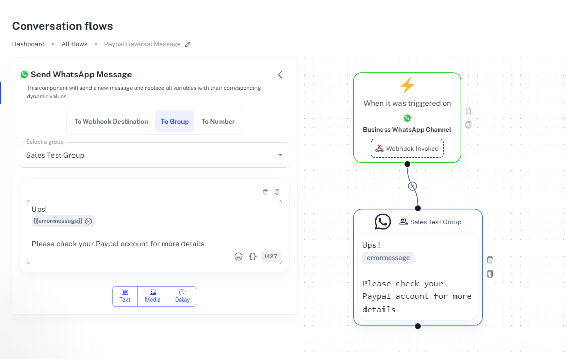 Get a WhatsApp notification after a payment is reversed in Paypal using n8n and 2Chat