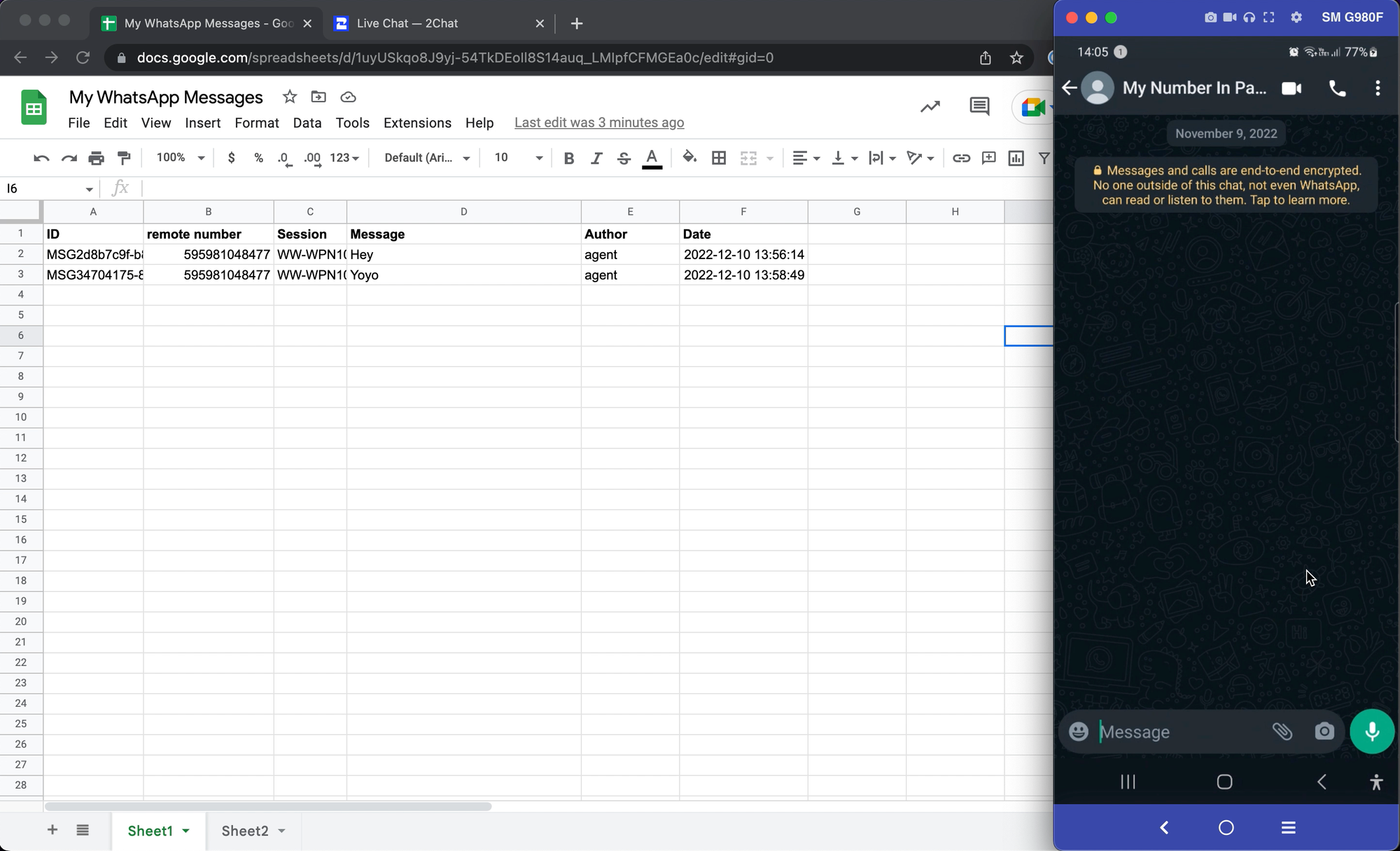 Recibe tus mensajes de WhatsApp en Google Sheets